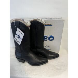 Men's Cowboy Classic Leather Boots Rodeo Bravo Black Piel Grasso Size 6